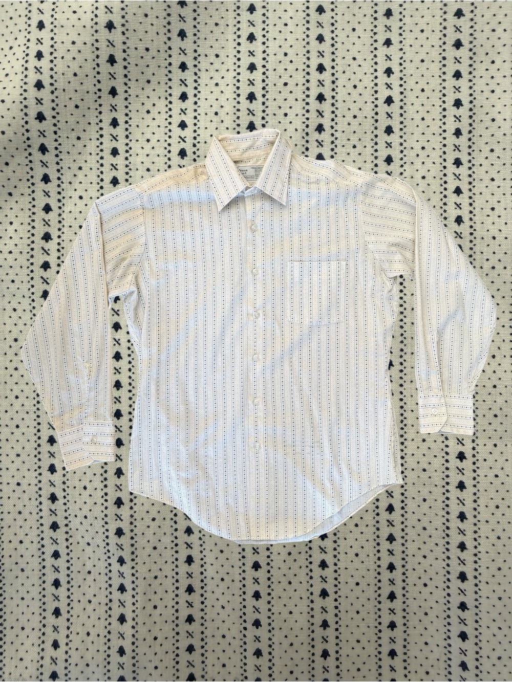 Vintage 80s Sears Perma Prest Button Down Shirt Bell Print Cottagecore USA 33